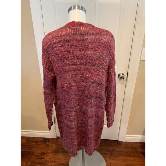 Allison Joy Pink & Purple Long Open Knit Cardigan Sweater, Size Medium - Picture 5 of 6